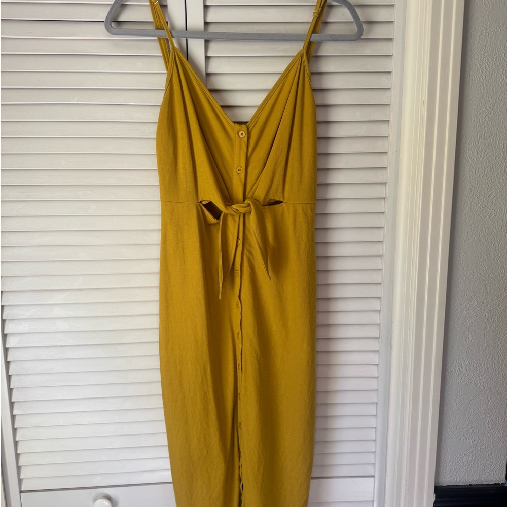 Mod Ref Yellow Midi Sundress with Spaghetti Straps